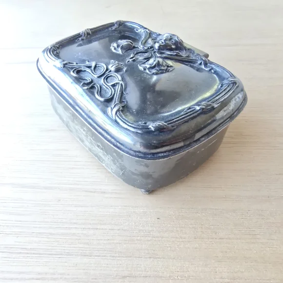Antique Silverplated Casket Trinket Box - Picture 3 of 7